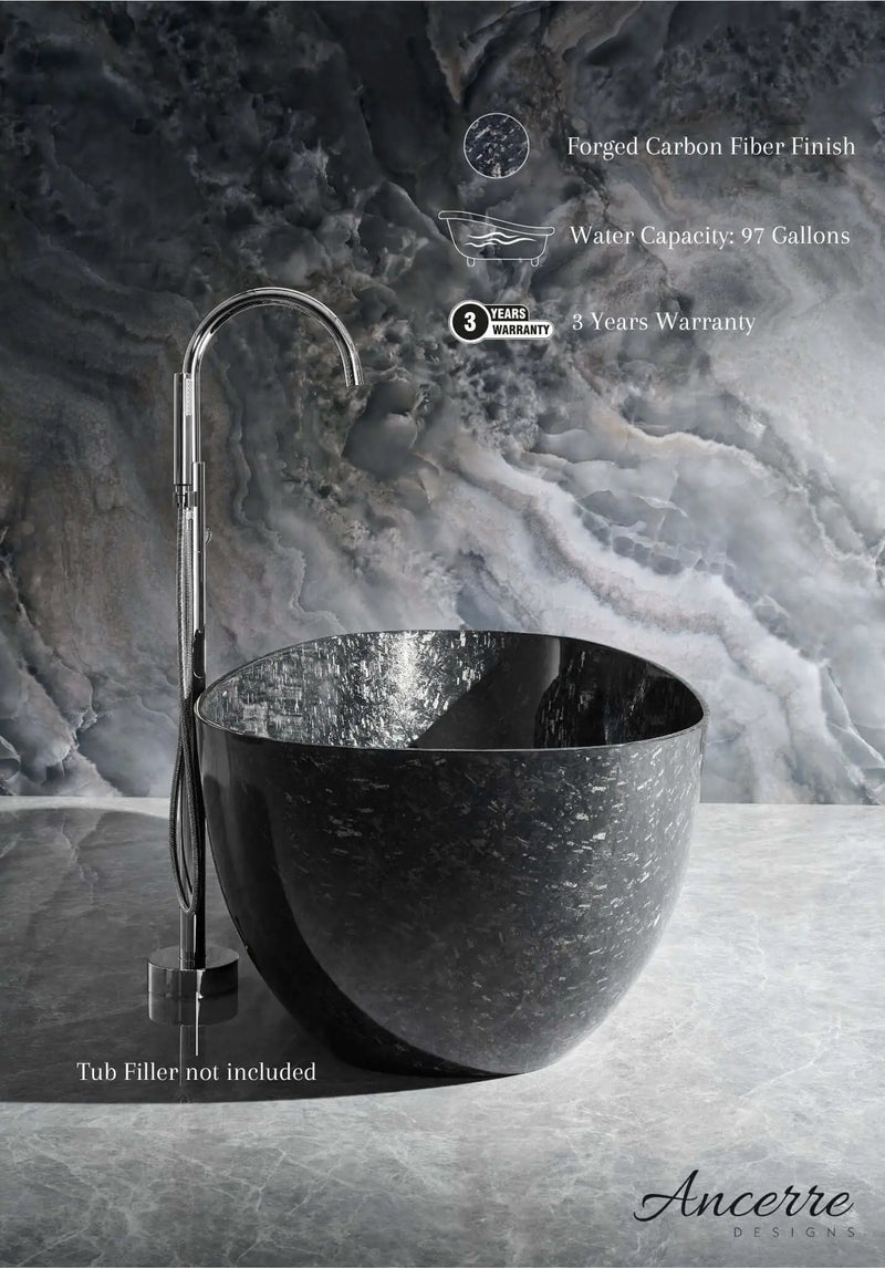 Anjuna 67" Freestanding Forged Carbon Fiber Bathtub by Ancerre Designs