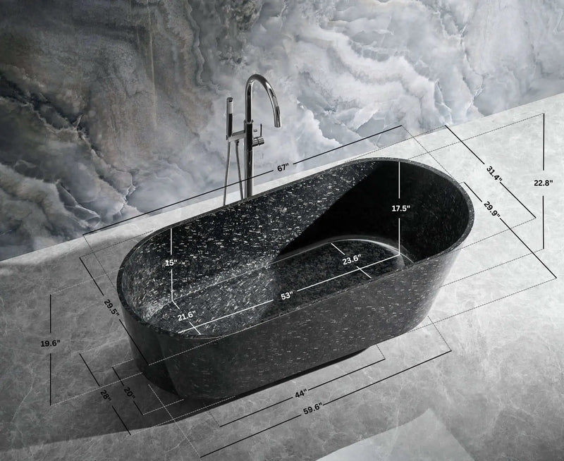 Coesistere 67" Freestanding Forged Carbon Fiber Bathtub by Ancerre Designs