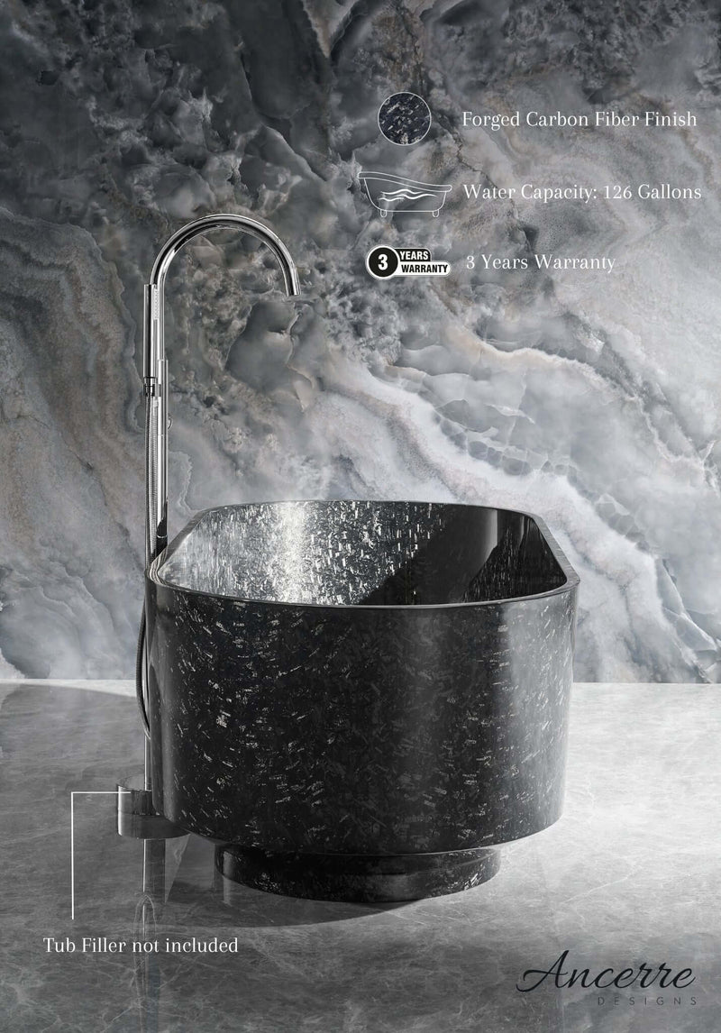 Coesistere 67" Freestanding Forged Carbon Fiber Bathtub by Ancerre Designs