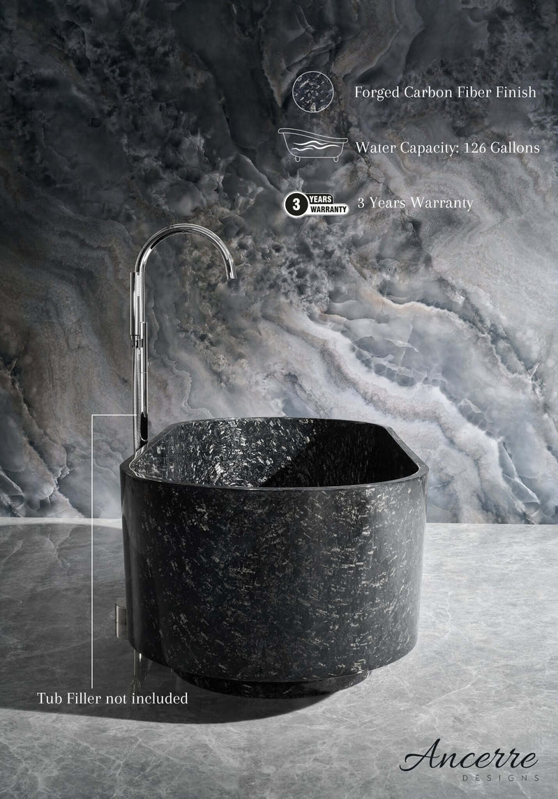Odessa 67" Freestanding Forged Carbon Fiber Bathtub by Ancerre Designs