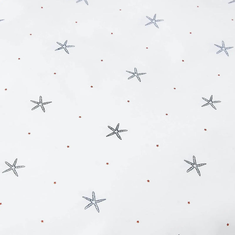 Full size Coastal Beach Starfish White Navy Red 100-Percent Cotton Sheet Set by HomePacific