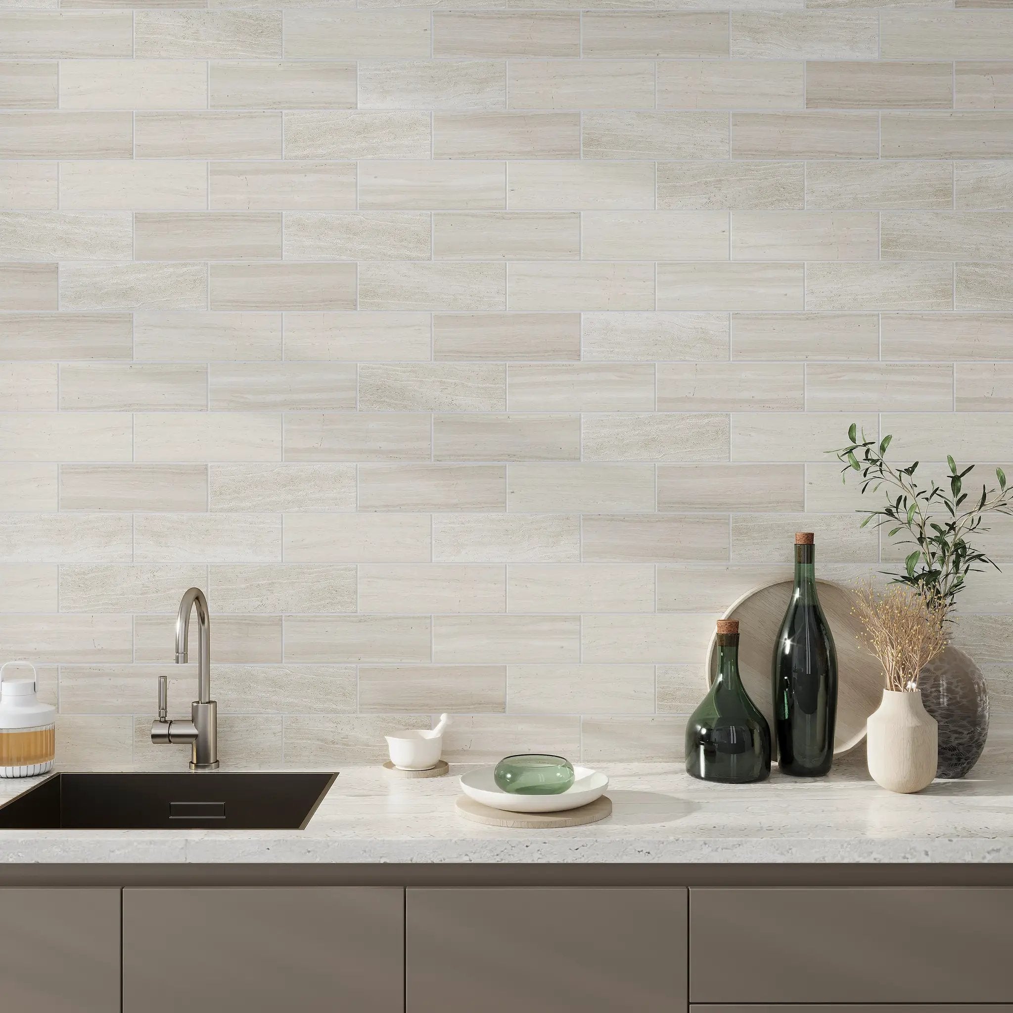 Wooden Beige 4x12 Honed Subway Crystal Sand Marble Tile (15 pack, 5 sq ft/case) by Apollo Tile