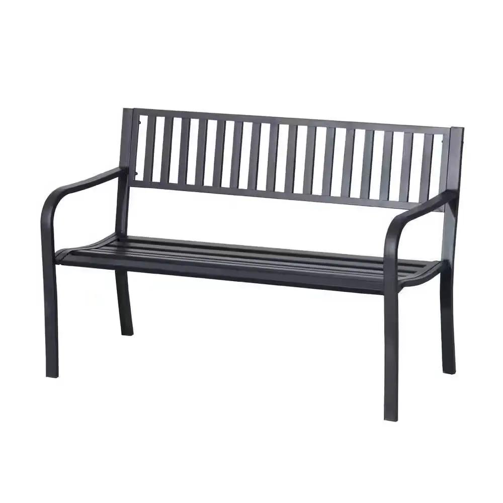 Outdoor Black Metal Garden Bench with 550 lb Max Weight Capacity by HomePacific