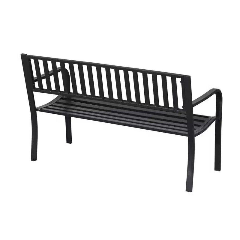 Outdoor Black Metal Garden Bench with 550 lb Max Weight Capacity by HomePacific