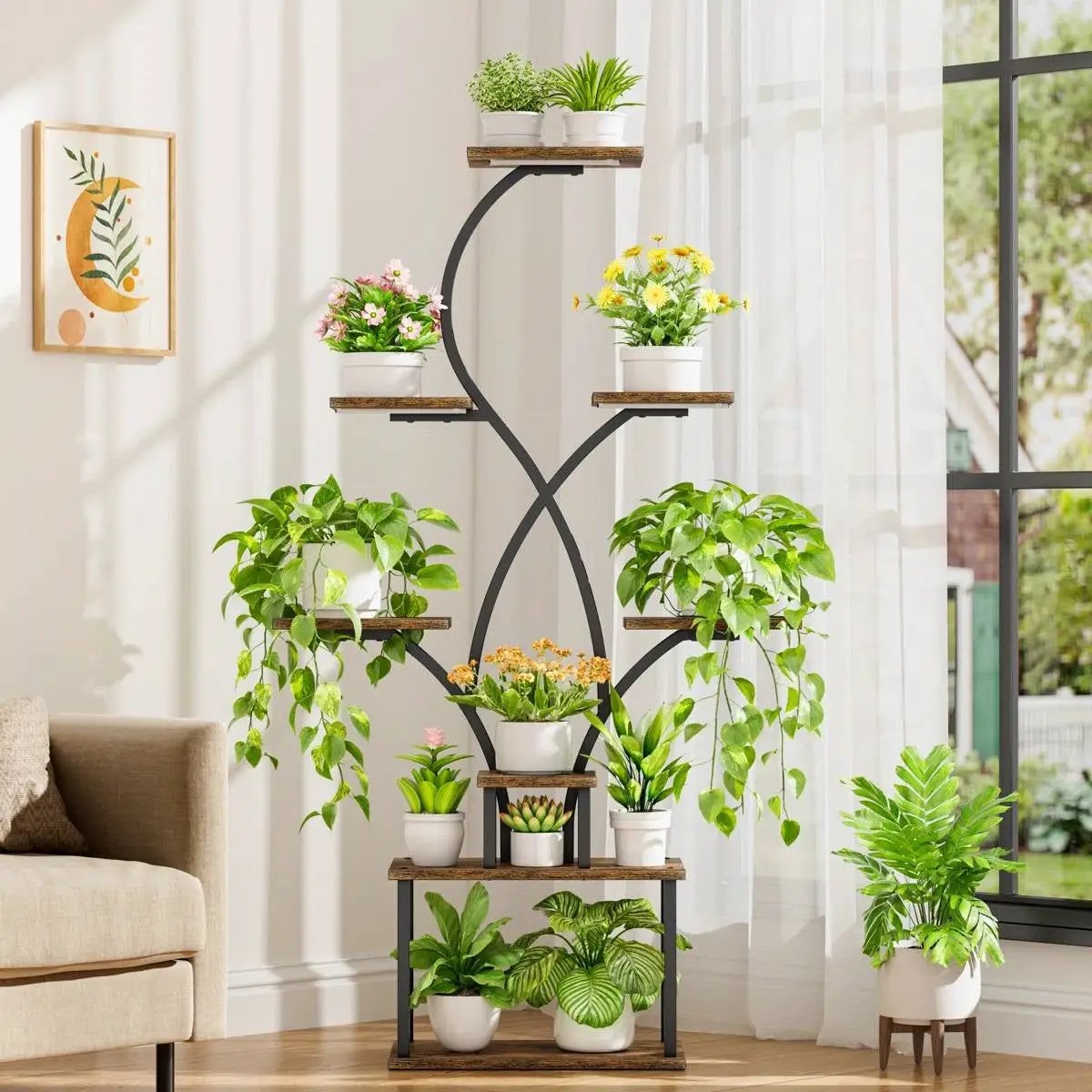 62-inch Tall Tree Shaped Indoor Plant Stand with Grow Lights by HomePacific