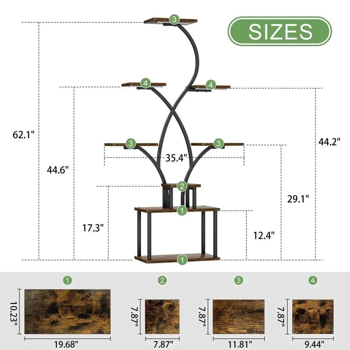 62-inch Tall Tree Shaped Indoor Plant Stand with Grow Lights by HomePacific