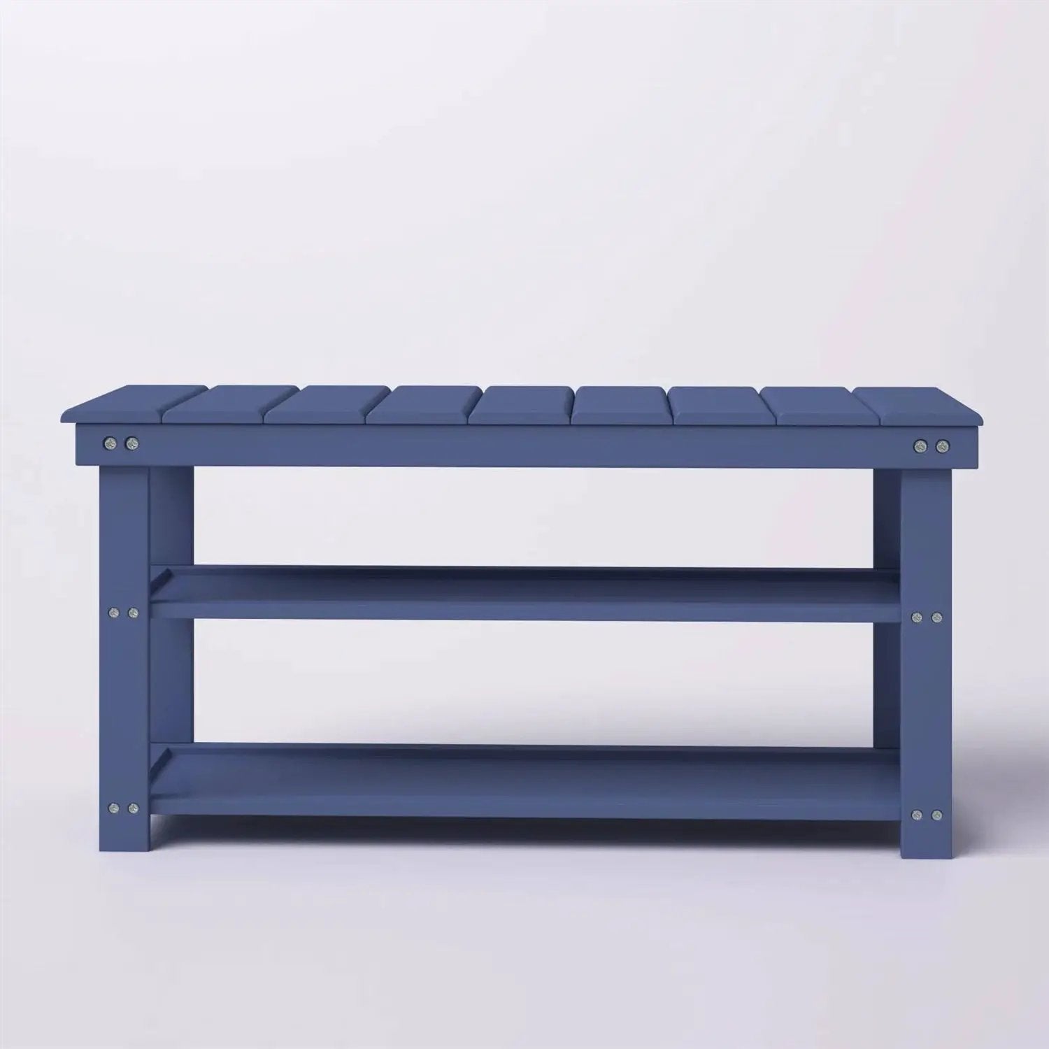 Blue Wood 2-Shelf Shoe Rack Storage Bench - 150 lbs. Weight Capacity by HomePacific