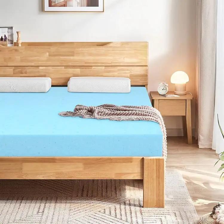Full size 3-inch Thick Gel-Infused Air Foam Mattress Topper in Light Blue by HomePacific