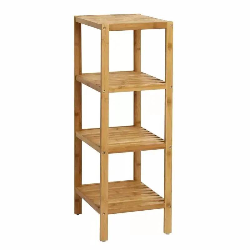 Solid Wood 4-Tier Bathroom Storage Shelving Unit by HomePacific