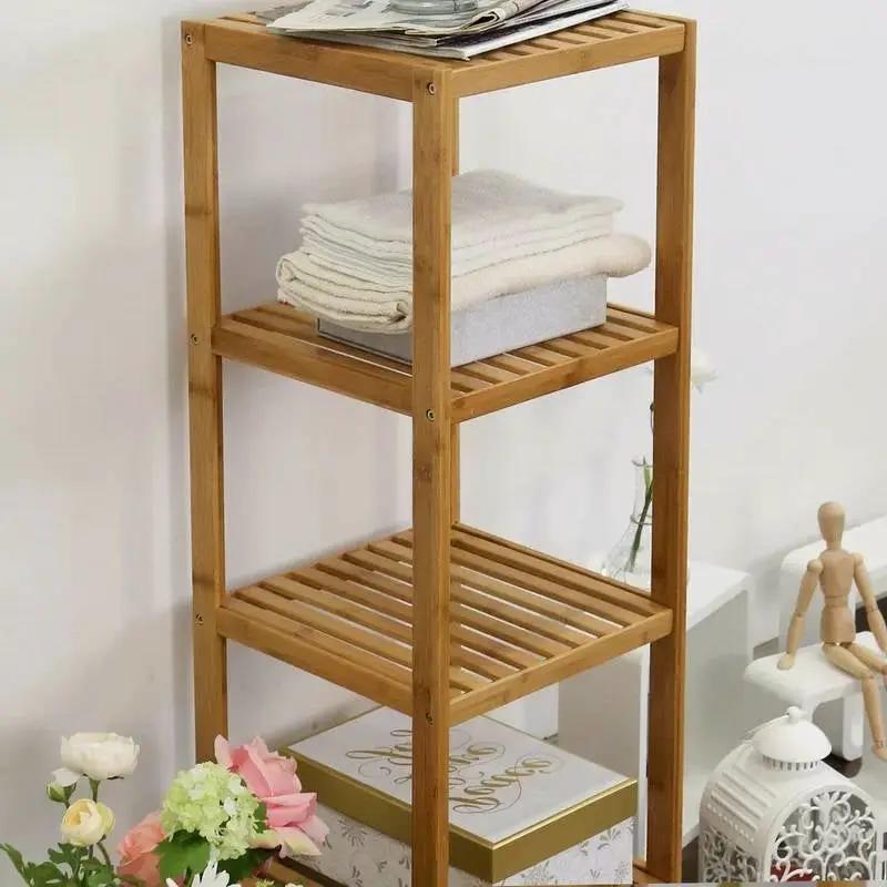 Solid Wood 4-Tier Bathroom Storage Shelving Unit by HomePacific