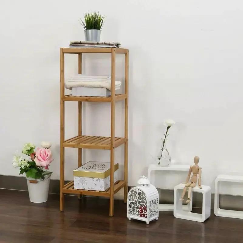 Solid Wood 4-Tier Bathroom Storage Shelving Unit by HomePacific