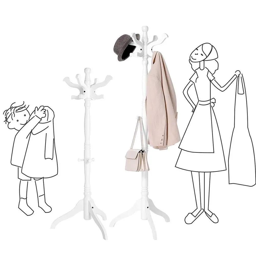 Traditional Classic Solid Wood Coat Rack in White Finish by HomePacific