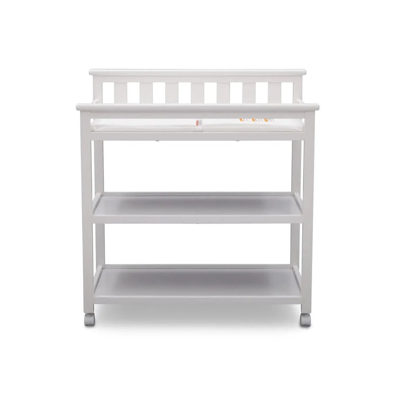 Modern White Baby's First 2 Shelf Changing Table with Wheels by HomePacific