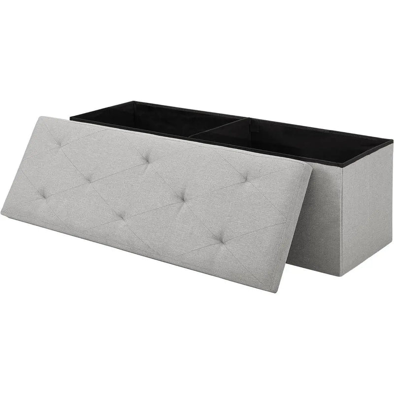 Light Grey Linen Upholstered Bedroom Living Room Entryway Storage Bench Ottoman by HomePacific