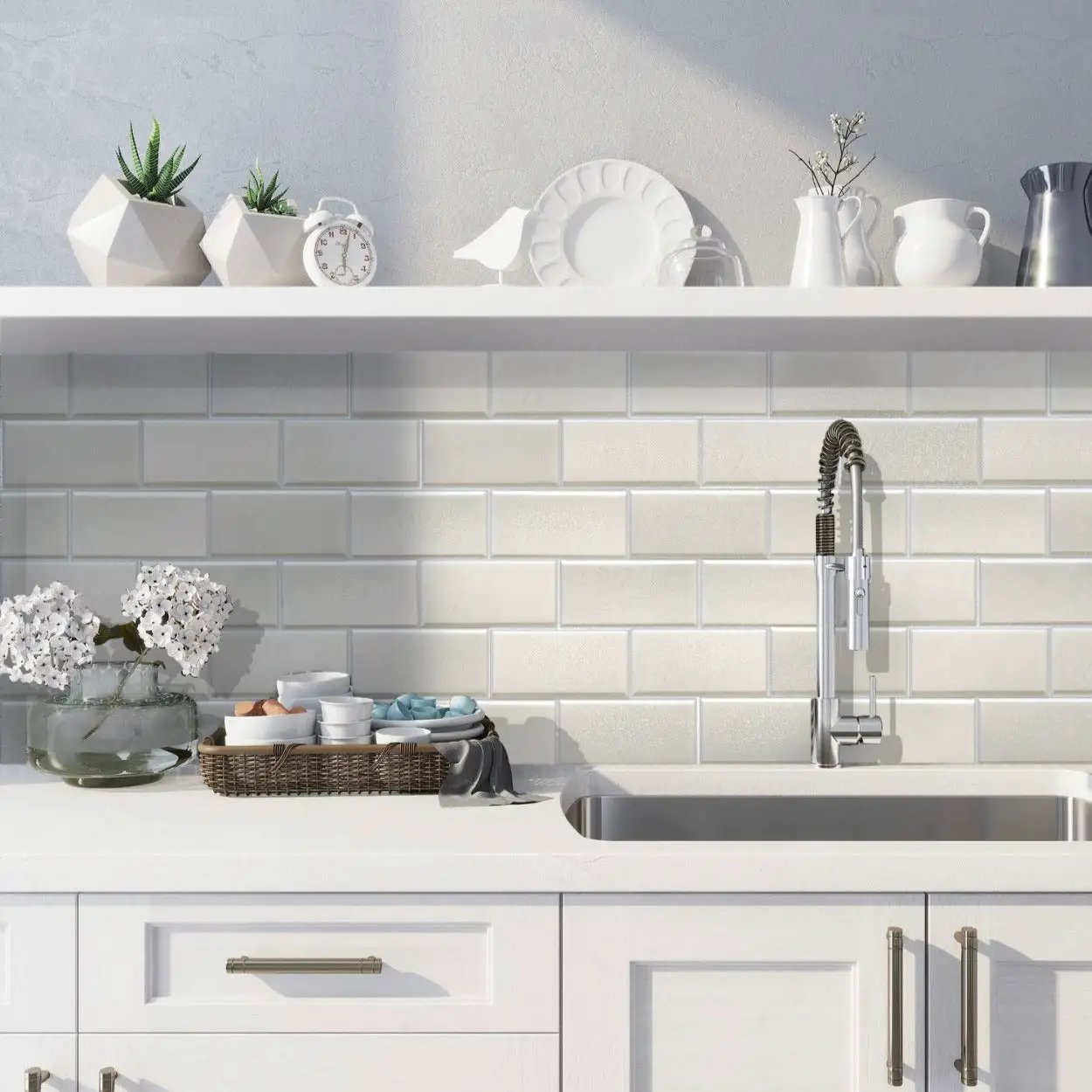 White 3x6 Polished Beveled Subway Thassos Marble Tile (40 pack, 5 sq ft/case) by Apollo Tile