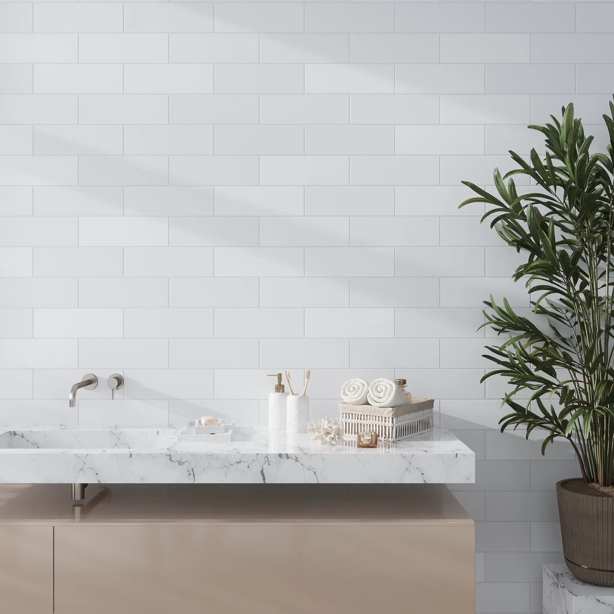 White 4x12 Honed Subway Thassos Marble Tile (15 pack, 5 sq ft/case) by Apollo Tile