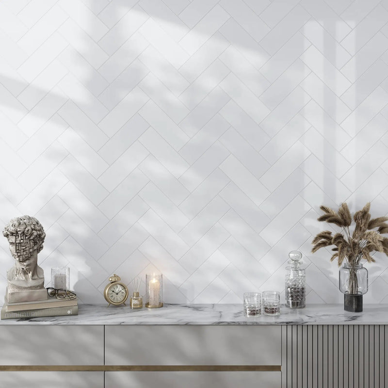 White 4x12 Polished Subway Thassos Marble Tile (15 pack, 5 sq ft/case) by Apollo Tile