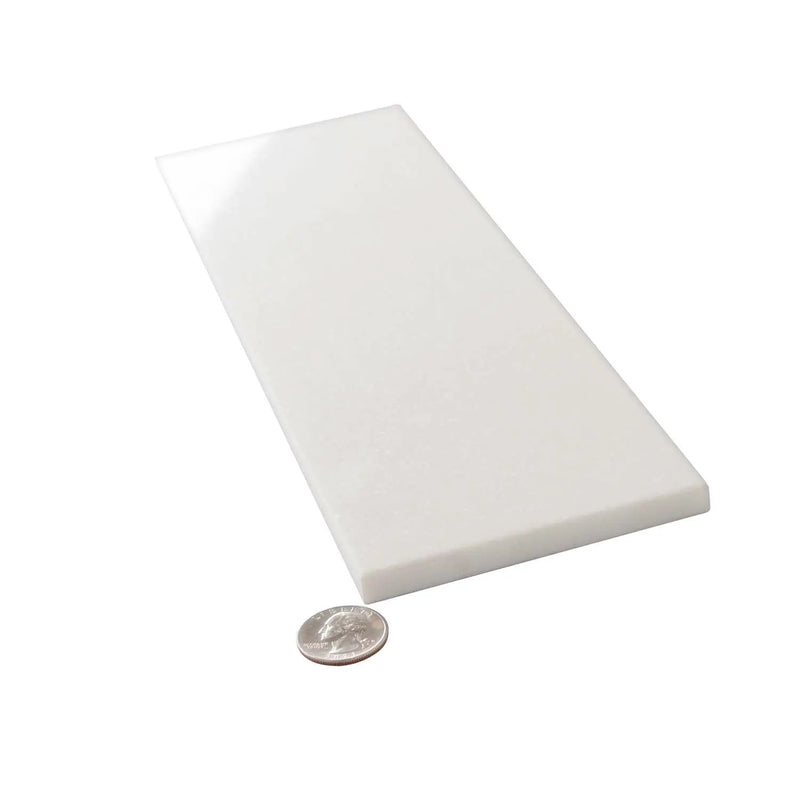 White 4x12 Polished Subway Thassos Marble Tile (15 pack, 5 sq ft/case) by Apollo Tile