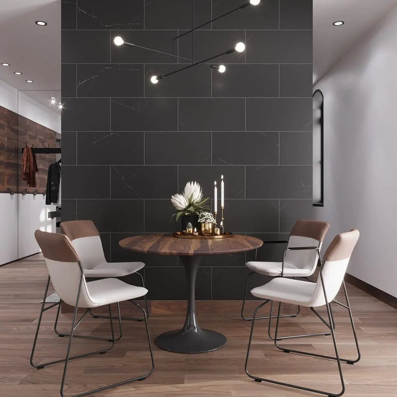 Eastern Black 12x24 Honed Rectangle, Brick Marble Large Format Tile (5 pack, 10 sq ft/case) by Apollo Tile