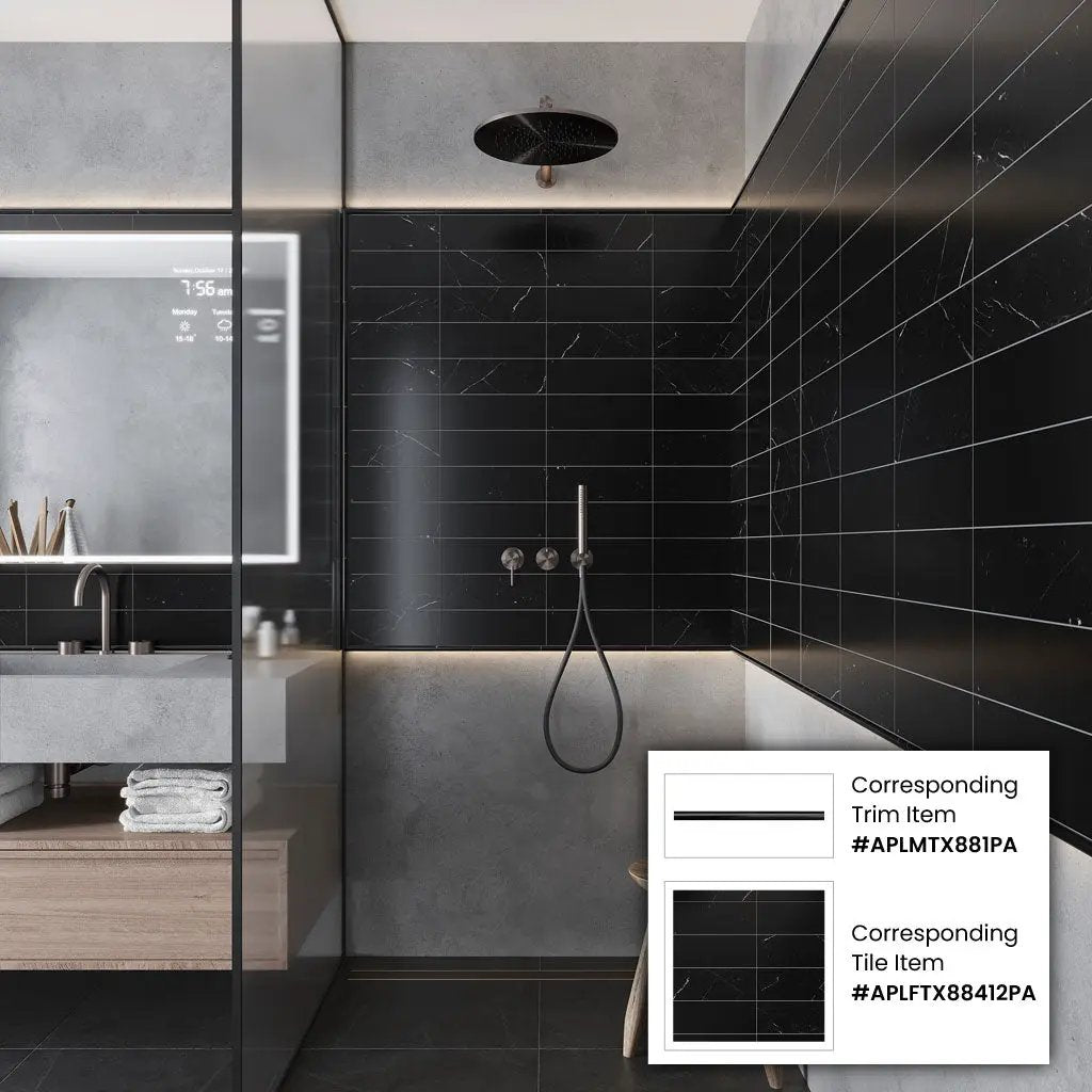 Eastern Black 4x12 Polished Subway Marble Tile (15 pack, 5 sq ft/case) by Apollo Tile