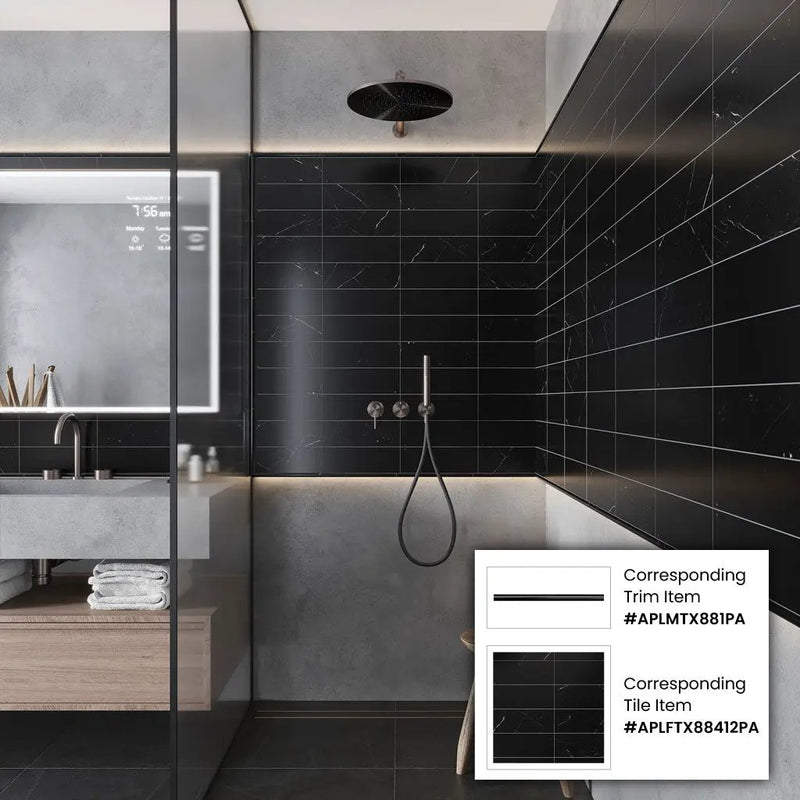 Eastern Black 4x12 Polished Subway Marble Tile (15 pack, 5 sq ft/case) by Apollo Tile