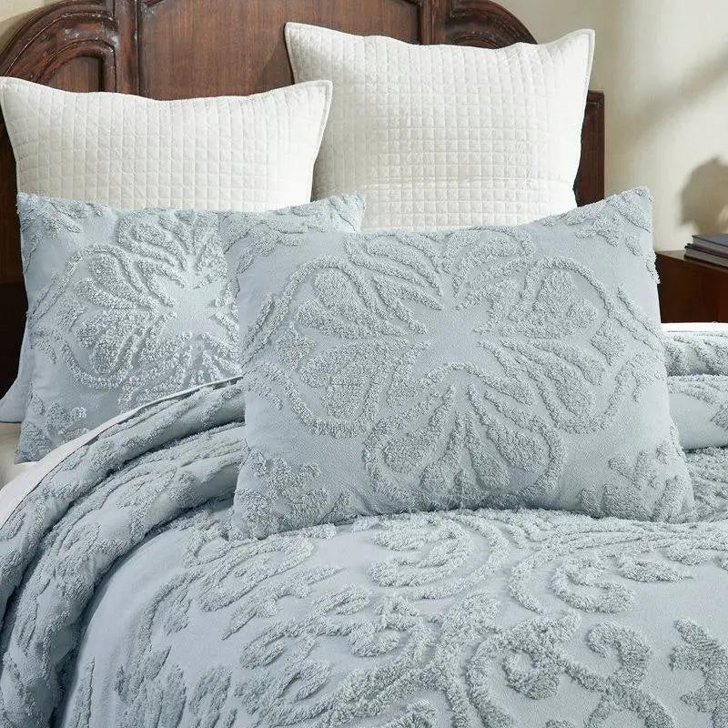 Full Size 100-Percent Cotton Chenille 3-Piece Coverlet Bedspread Set in Blue by HomePacific