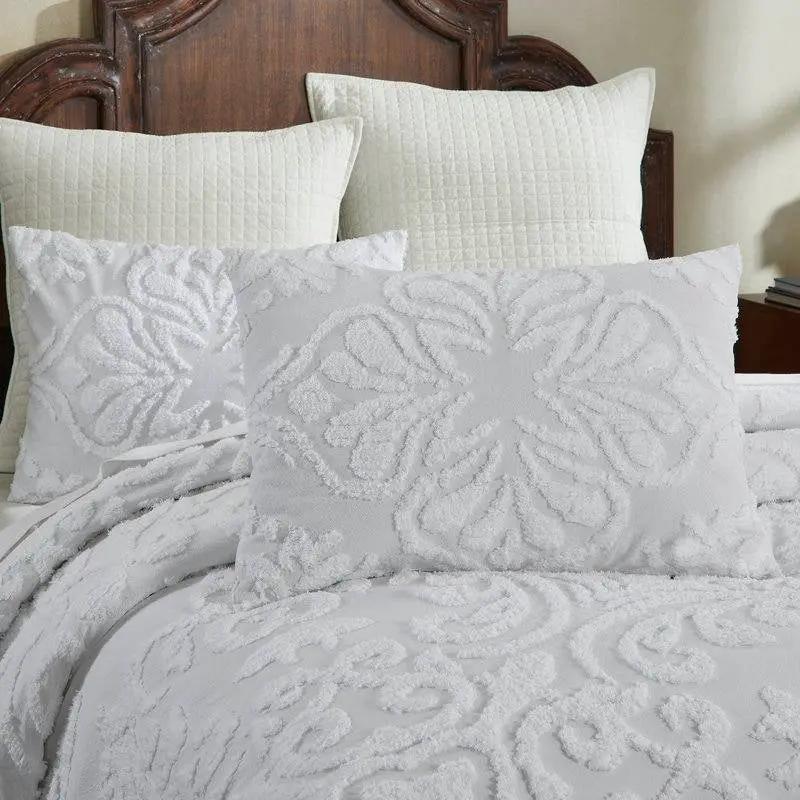 Full Size 100-Percent Cotton Chenille 3-Piece Coverlet Bedspread Set in White by HomePacific