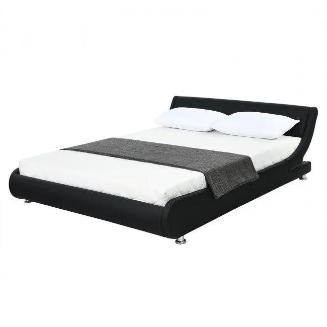 Full Size Modern Faux Leather Upholstered Platform Bed Frame Black by HomePacific