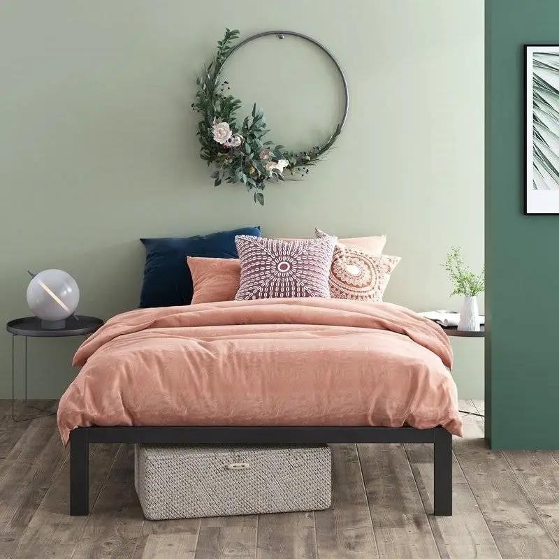 Full Black Metal Platform Bed Frame with Wood Slats - 700 lbs Weight Capacity by HomePacific