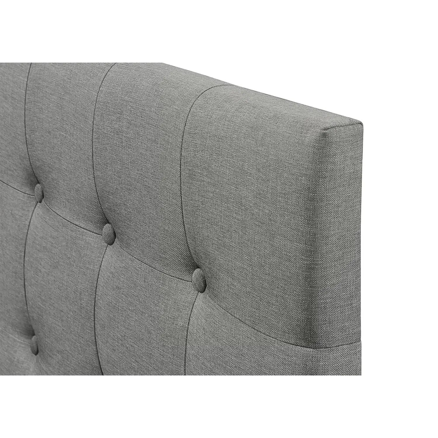 Full size Contemporary Button-Tufted Headboard in Grey Upholstered Fabric by HomePacific