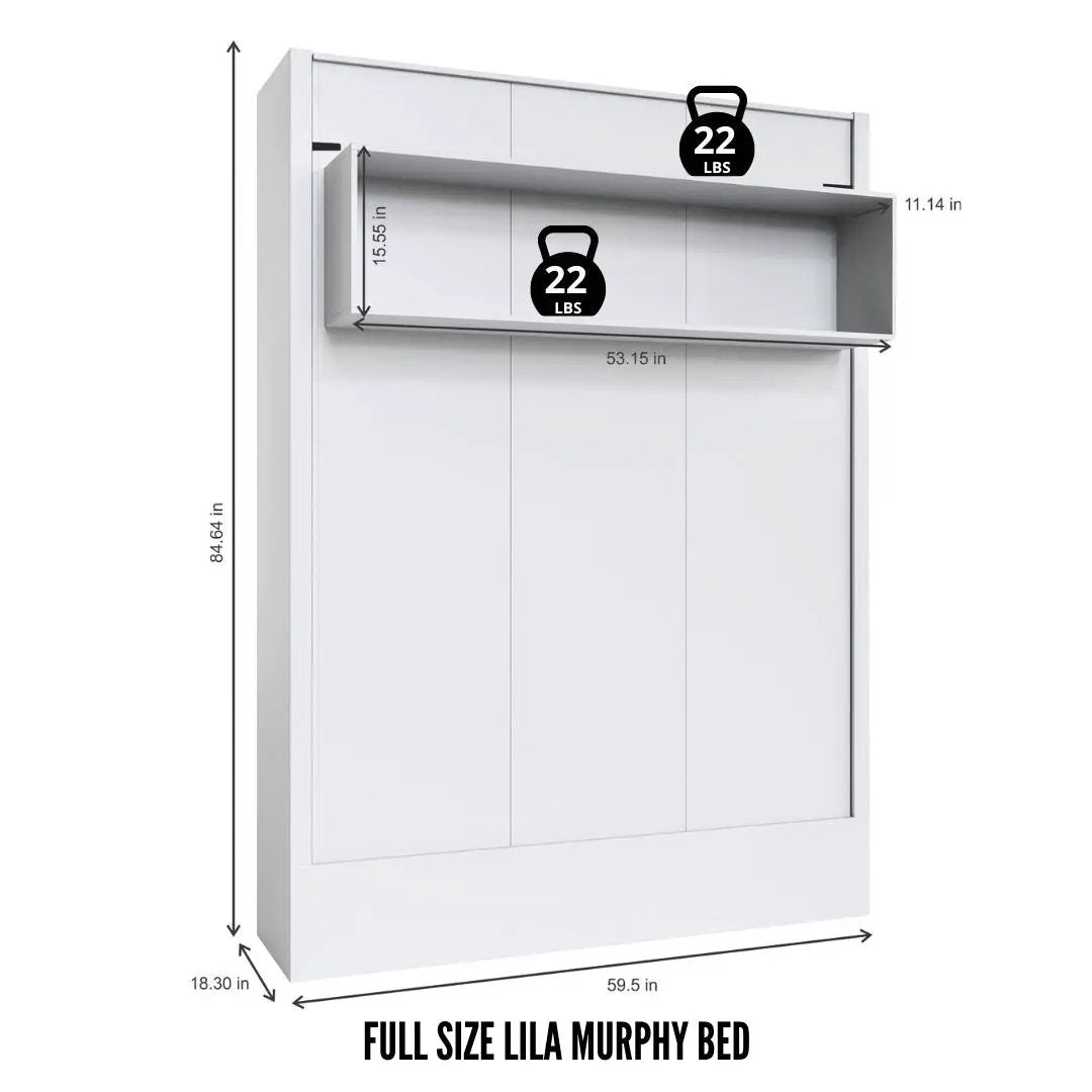 Easy-Lift Full Murphy Wall Bed in Grey with Shelf by Sharicks