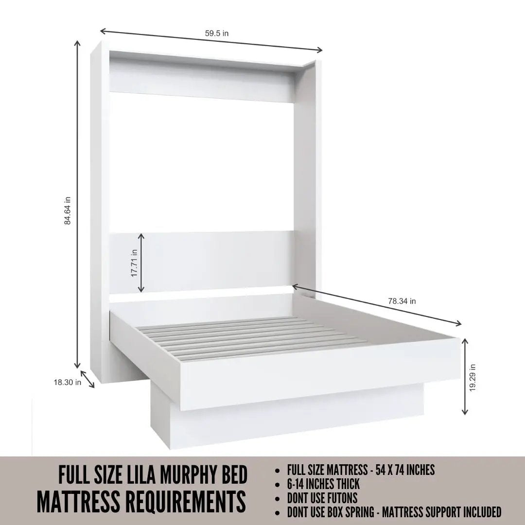 Easy-Lift Full Murphy Wall Bed in Black with Shelf by Sharicks