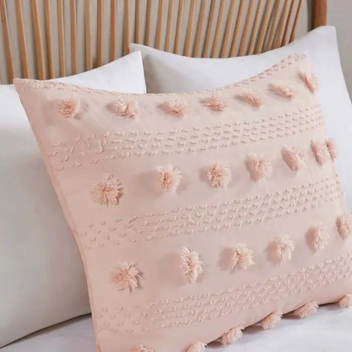 Full/Queen 3-Piece Pink Pompom Microfiber Comforter Set by HomePacific