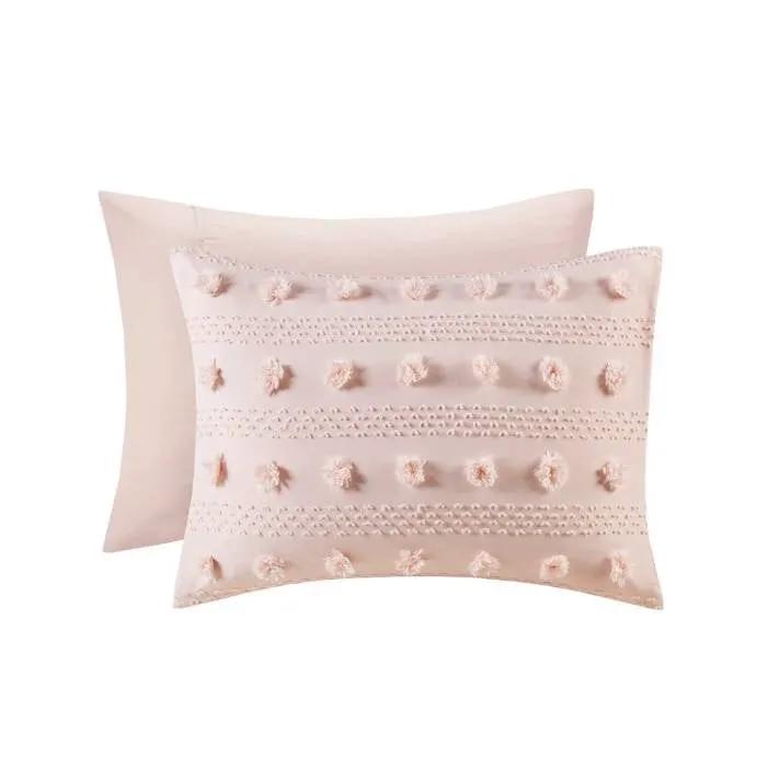 Full/Queen 3-Piece Pink Pompom Microfiber Comforter Set by HomePacific