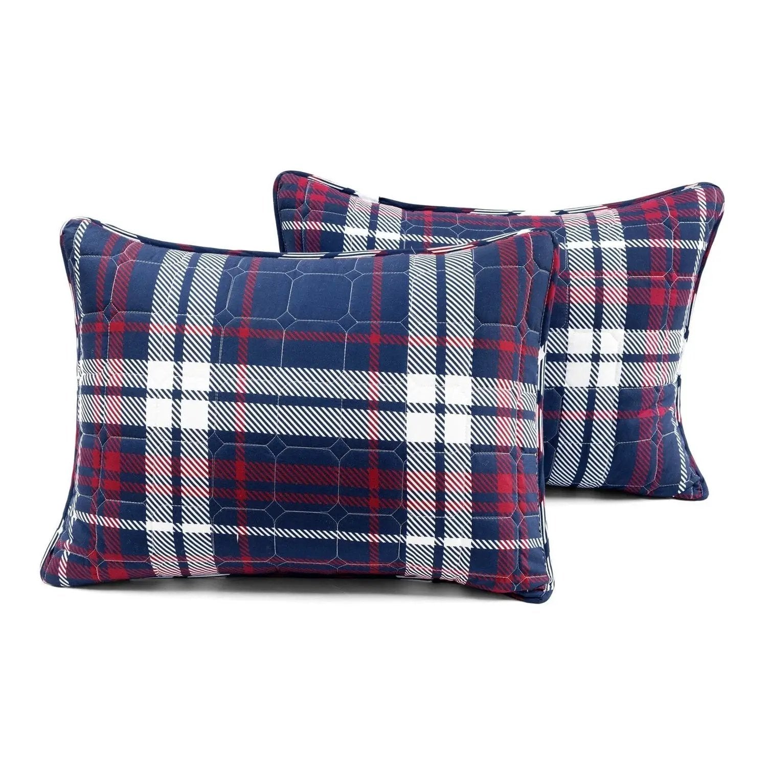 Full/Queen Farmhouse Plaid 3 Piece Lightweight Reversible Quilt Set by HomePacific