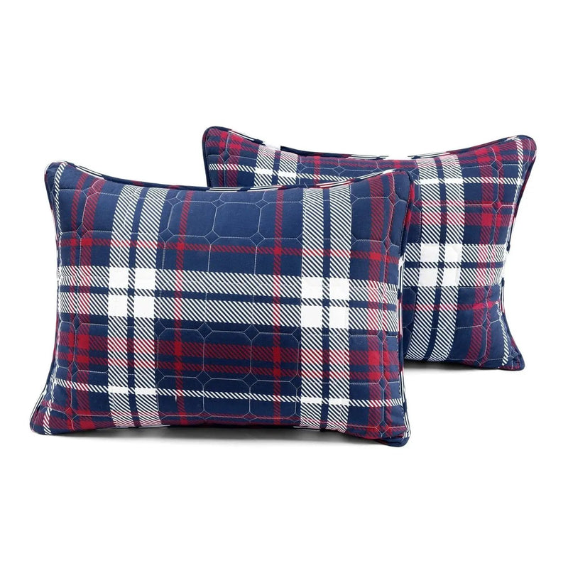 Full/Queen Farmhouse Plaid 3 Piece Lightweight Reversible Quilt Set by HomePacific