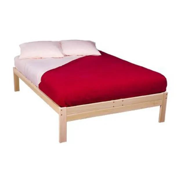Full size Unfinished Wood Platform Bed Frame with Wooden Slats by HomePacific