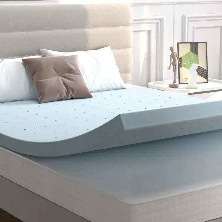 Full size 4-inch Thick Soft Gel Memory Foam Mattress Topper in Light Blue by HomePacific