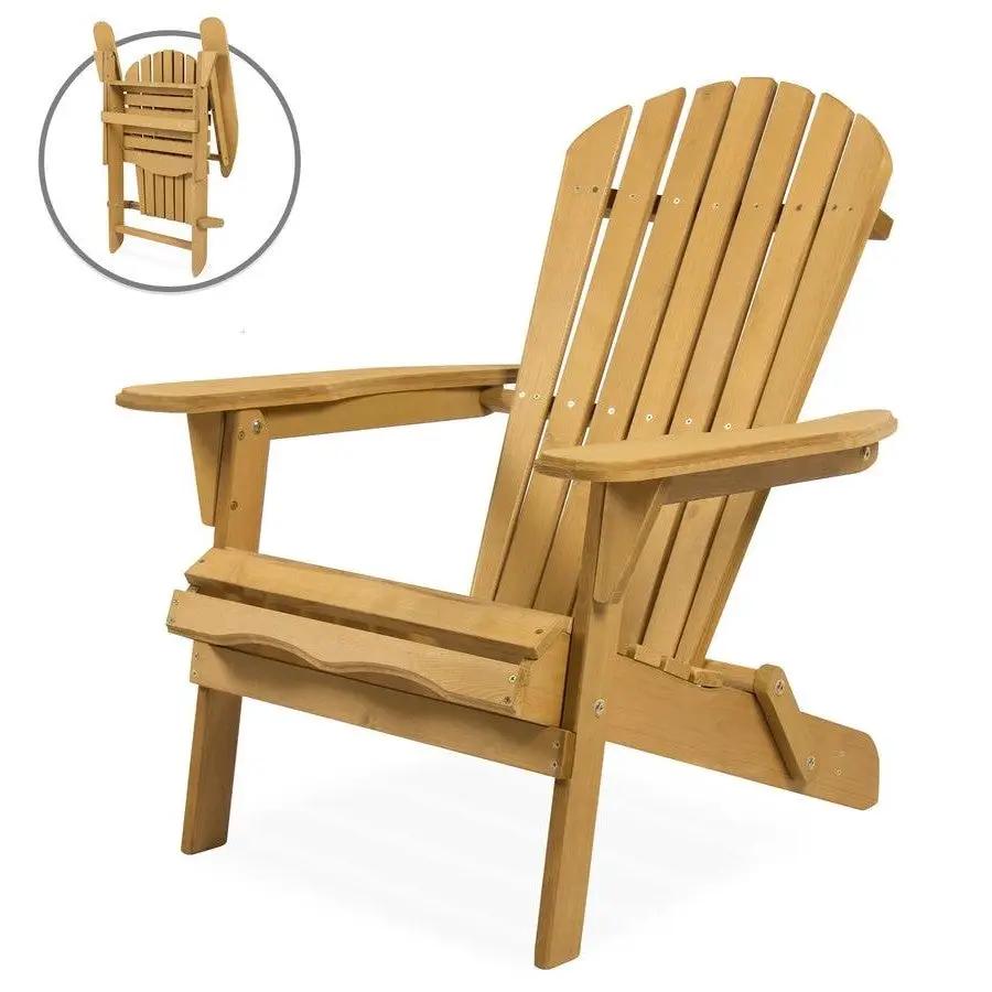 All Weather Adirondack Large Foldable Chair Natural Finish by HomePacific