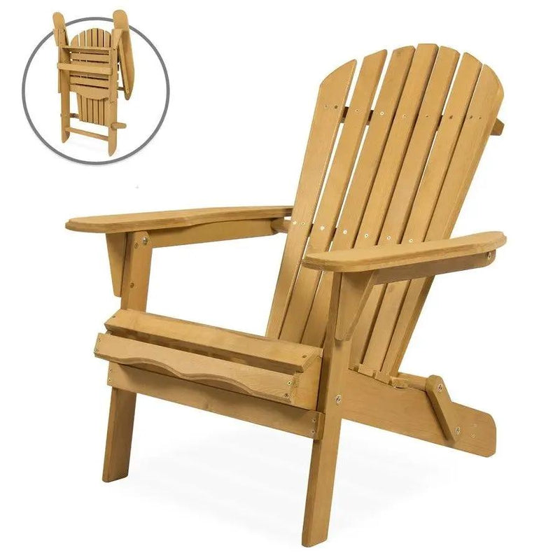 All Weather Adirondack Large Foldable Chair Natural Finish by HomePacific