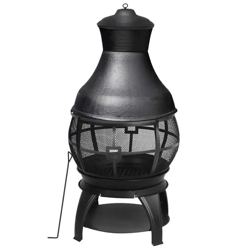 45-inch Black Cast Iron and Steel Outdoor Fire Pit Chimenea by HomePacific