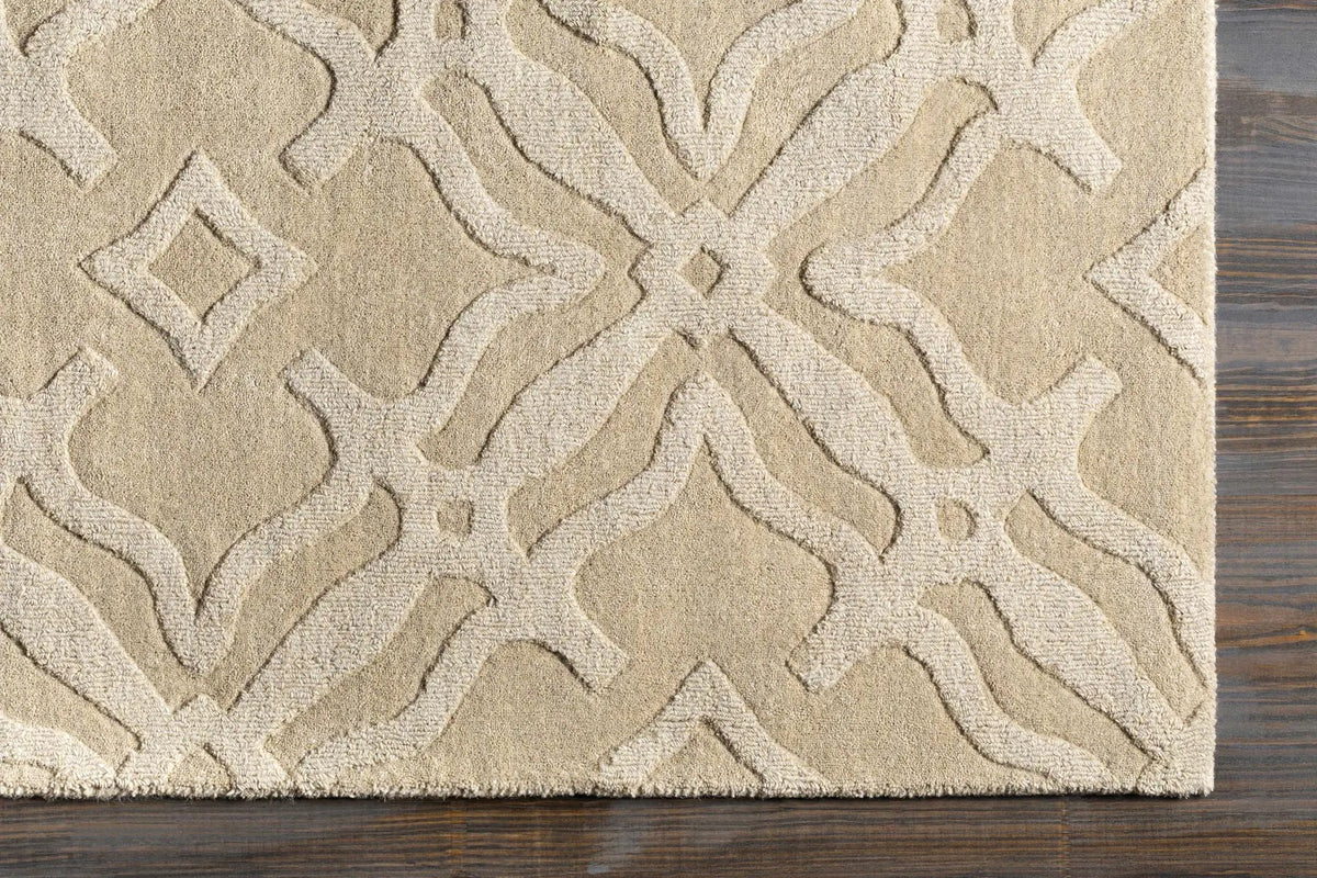 Fyffe Embossed Beige Wool Area Rug, photo 7 of 17