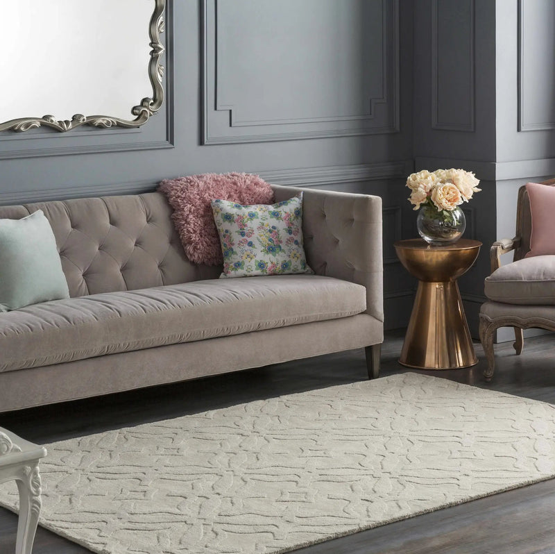 Fyffe Embossed Beige Wool Area Rug by Boutique Rugs