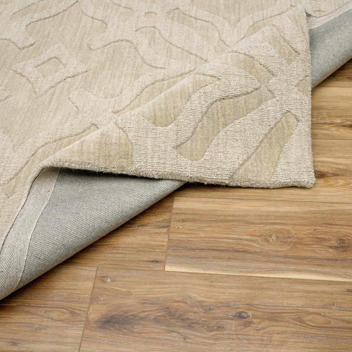 Fyffe Embossed Beige Wool Area Rug by Boutique Rugs