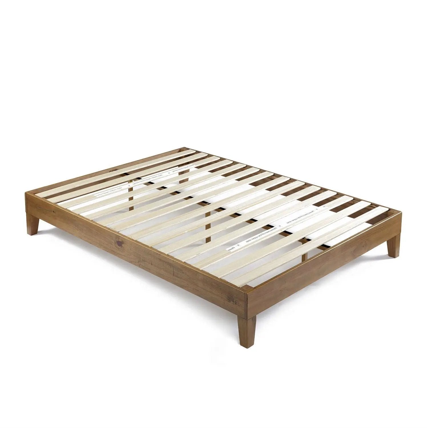 Full size Solid Wood Low Profile Platform Bed Frame in Pine Finish by HomePacific