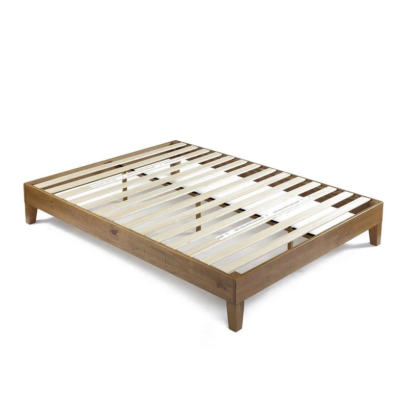 Full size Solid Wood Low Profile Platform Bed Frame in Pine Finish by HomePacific