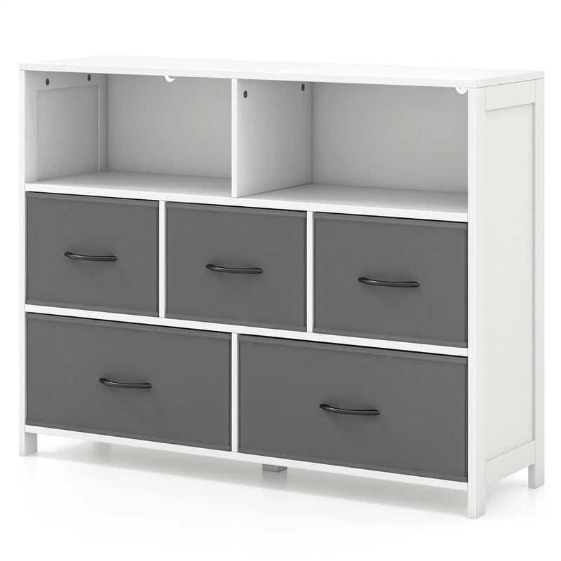 Fabric Dresser with 5 Drawers for Bedroom-White by DirectDeals