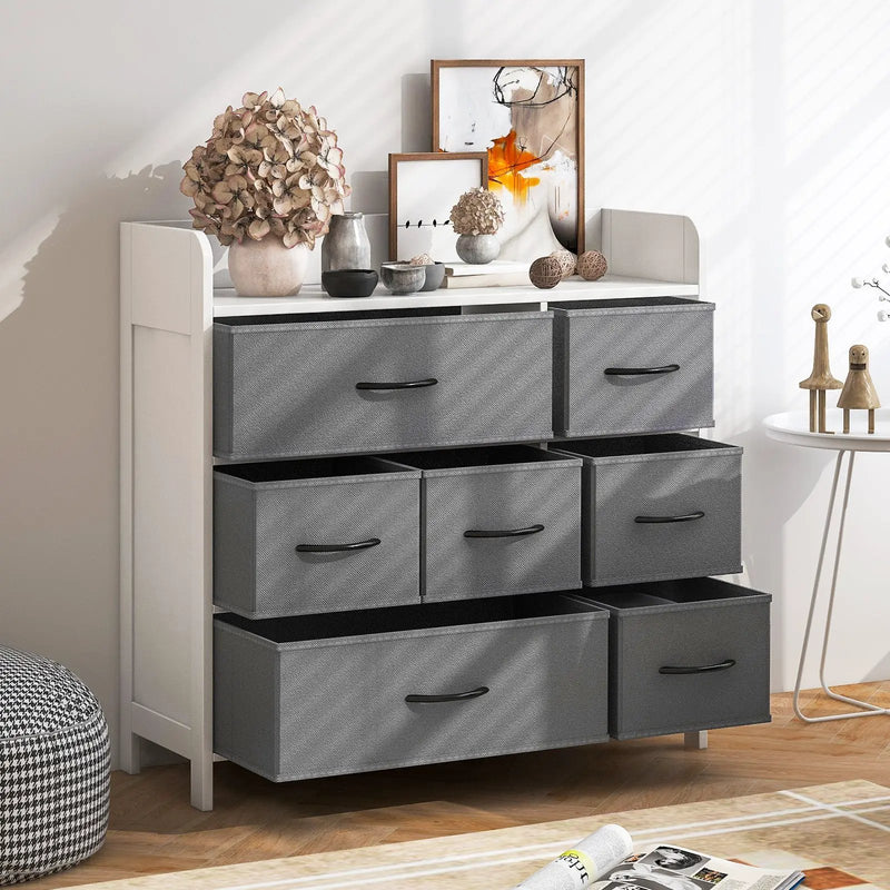 Fabric Dresser with 7 Drawers for Bedroom-White by DirectDeals