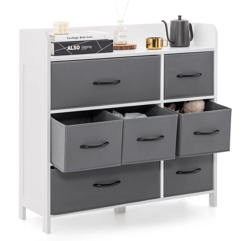 Fabric Dresser with 7 Drawers for Bedroom-White by DirectDeals