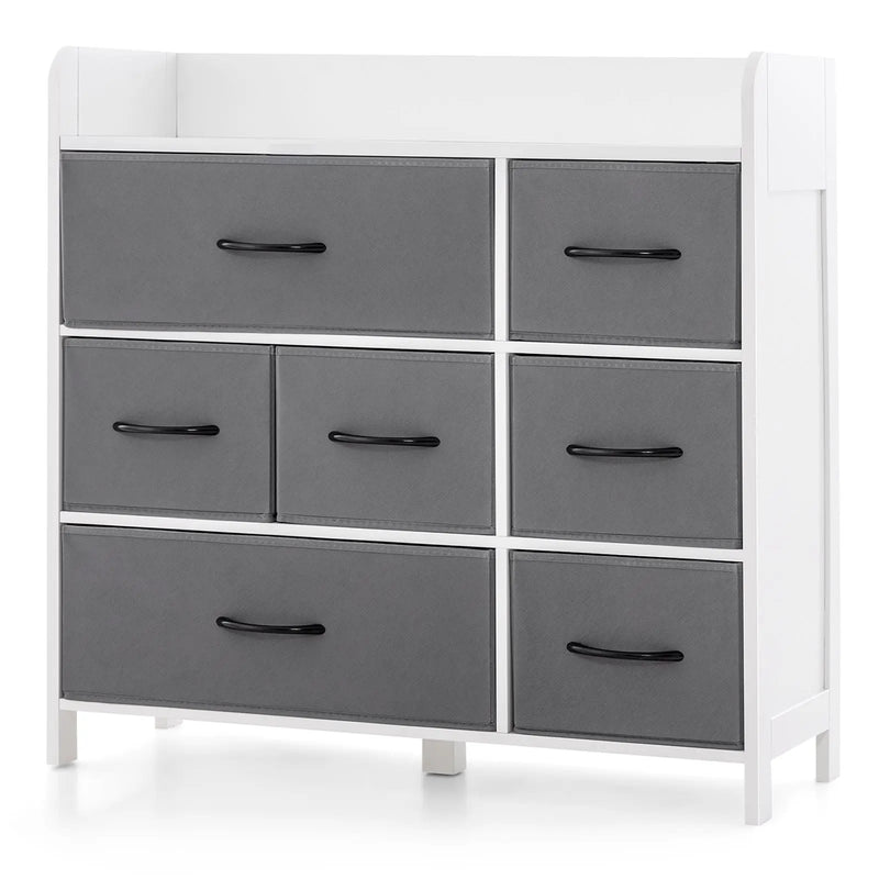 Fabric Dresser with 7 Drawers for Bedroom-White by DirectDeals